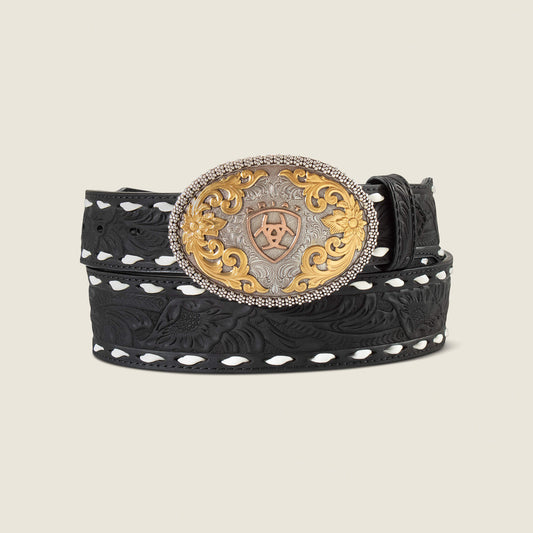Whipstitch Leather Belt with Oval Ariat Buckle - US 0532